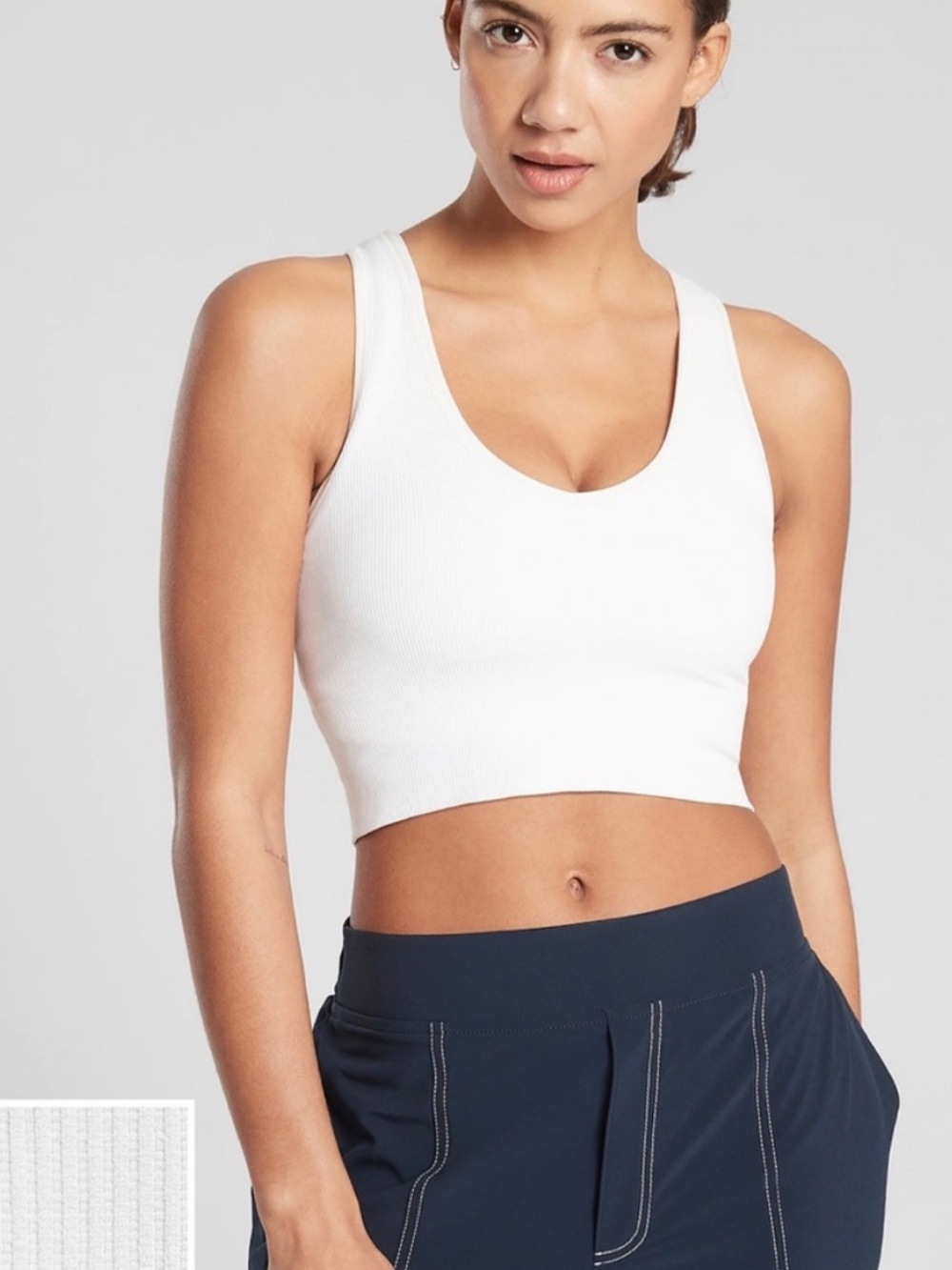 Athleta Aurora Crop Rib Tank Top - White Medium